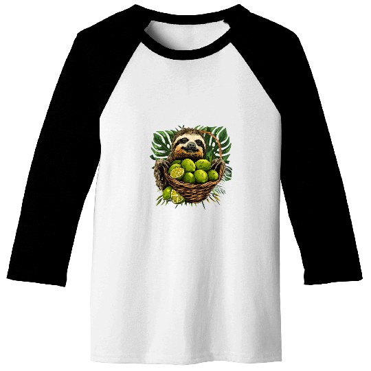 Sloth Pet Lime Sloth Drawing Nature Animal Art Sloth Lover Limes Fruit Baseball Tees