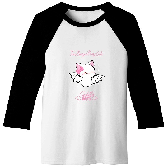 Cute albino bat flying designed by Cuddly Bats comics Baseball Tees