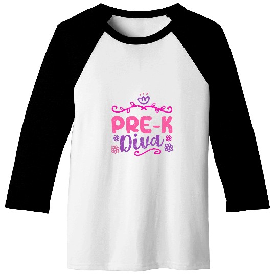 PreK Diva Funny Preschool Teacher Student Back To School Baseball Tees