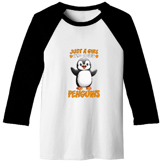 Penguin Pet Just A Girl Who Loves Penguins Cute Happy Penguin Waving Baseball Tees