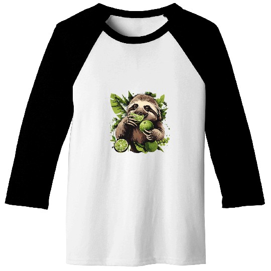 Sloth Pet Lime Sloth Nature Wildlife Lime Fruit Sloth Lover Animal Art Baseball Tees