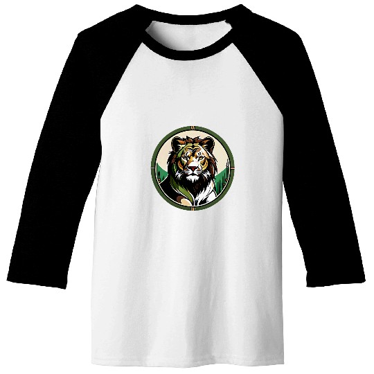 Lion Pet Majestic Lion Line Art Canvas Bamboo Forest Baseball Tees