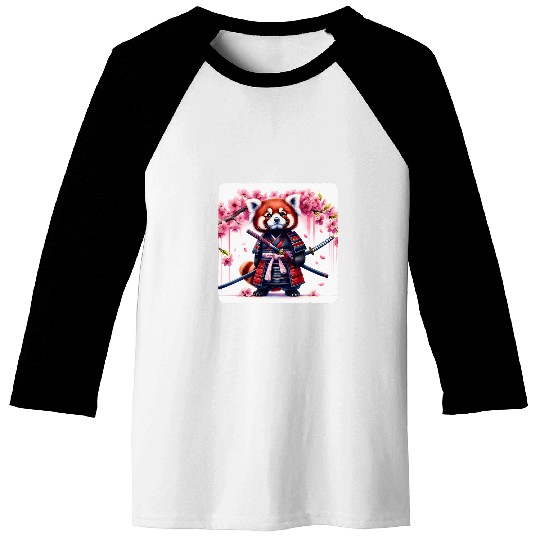 Panda Pet Red Panda Samurai In Traditional Armor History Culture Baseball Tees