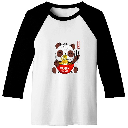 Panda Pet Sweet Anime Panda Eating Ramen By Ramen Society Baseball Tees