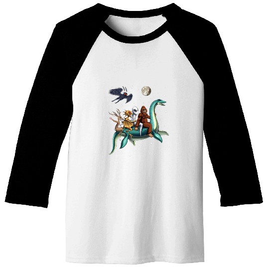 Cryptid bigfoots Jackalope Mothman Loch Ness Monster Baseball Tees