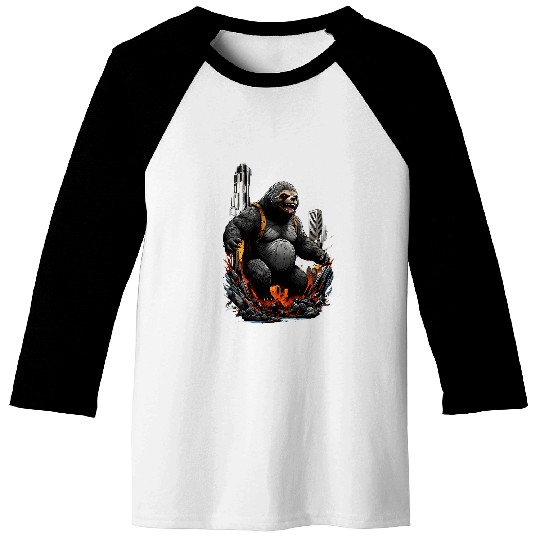 Sloth Pet Slothzilla Monster Movie Parody Anime Sloth Graphic Funny Baseball Tees