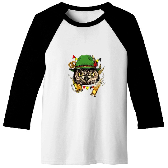 Beer Fun Owl Germany Oktoberfest Party Beer Fest Bird Lover Owl Lover Baseball Tees