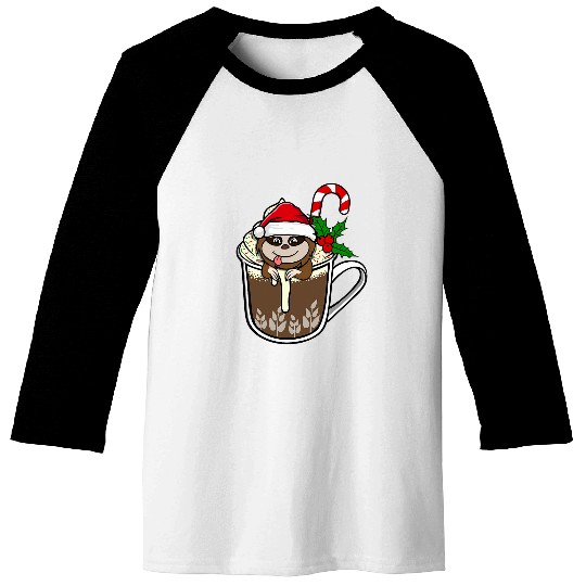 Sloth Pet is sitting in Cocoa Hot Chocolate christmas drink Baseball Tees