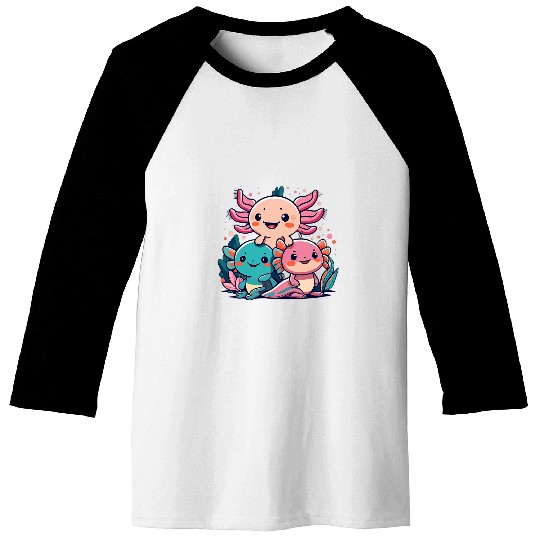 cute axolotls girls boys kids kawaii Axolotls salamander Baseball Tees