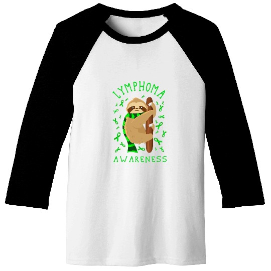 Sloth Pet Lymphoma Non Hodgkin Awareness Sloth Lime Green Ribbon Baseball Tees