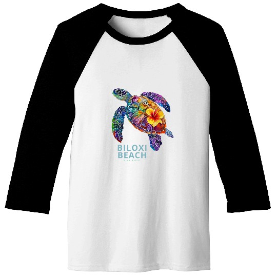 Turtle Pet Biloxi Mississippi Vacation Holiday Retro Sea Turtle 7 Baseball Tees