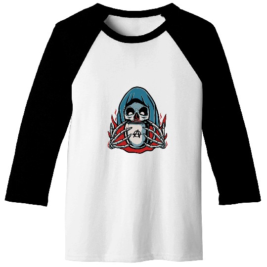 Coffee Fun Grim Reaper Coffee Gift Anarchy Anarchist Halloween Costume Baseball Tees