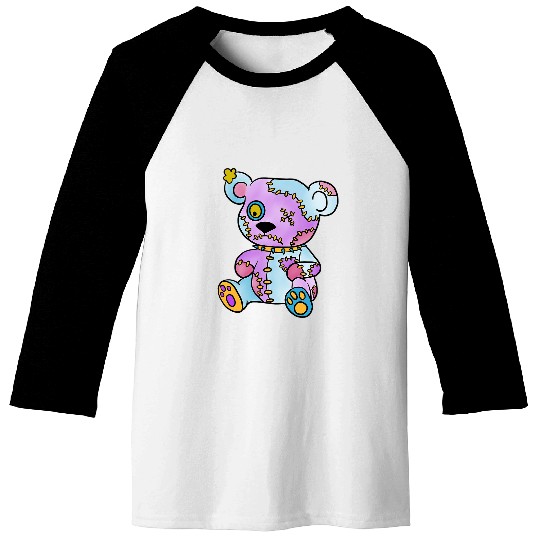 Bear Pet Patchwork Creepy Teddy Bear Voodoo Cute Goth Baseball Tees