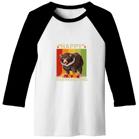 Bear Pet Grizzly Bear Retro Graphic Family Matching Thanksgiving Baseball Tees