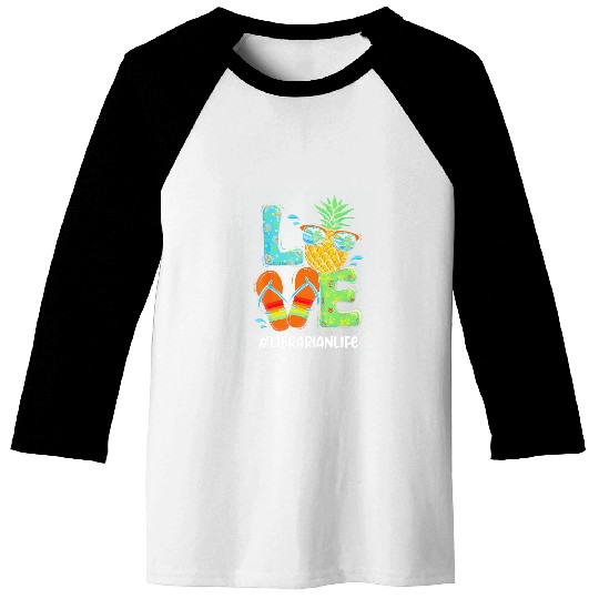 Discover Librarian Job Love pineapples 2Summer Librarian Baseball Tees