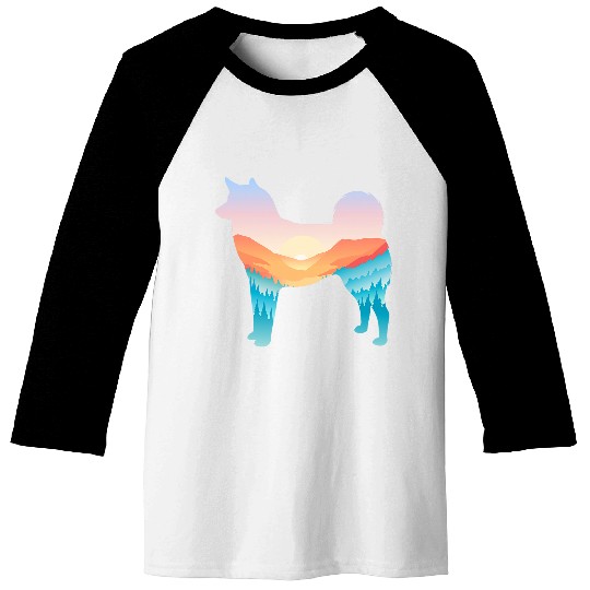 Finnish Spitz Nature Hiking Dog Sunrise Adventure Baseball Tees