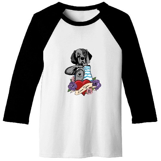 I Love Mom Tattoo Design I Funny Weimaraner Mom Baseball Tees