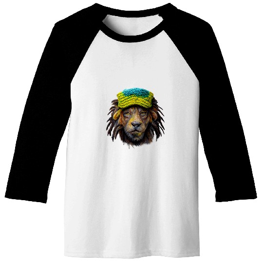 Lion Pet Rasta Reggae Lion Wearing Slouchy Hat Jamacian 8 Baseball Tees