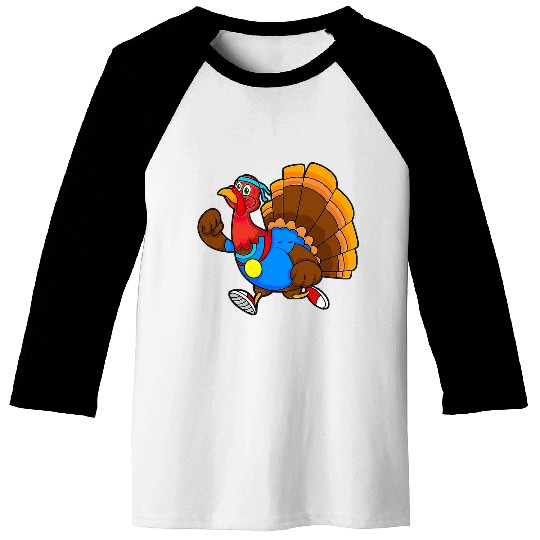Funny Turkey Running Turkey Trot Thanksgiving Baseball Tees
