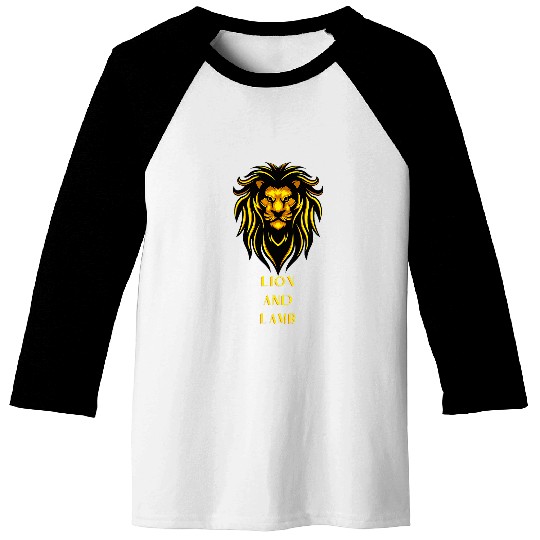 Lion Pet and Lamb Christian Symbol Design Baseball Tees
