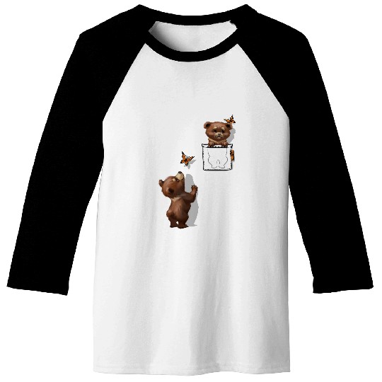 Bear Pet Cute Bear Playing in Pocket Baseball Tees