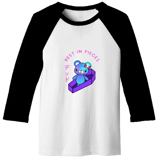 Bear Pet Pastel Goth Teddy Bear Coffin Gothic Creepy Kawaii Funny Baseball Tees