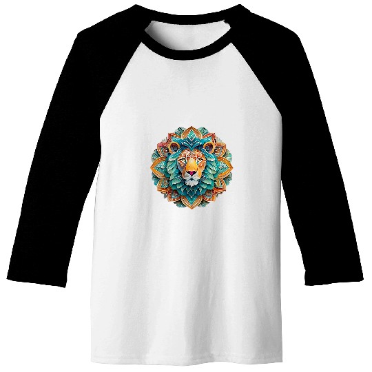 Lion Pet Colorful Lion Zen Mandala Bohemian for Yoga or Meditation 2 Baseball Tees
