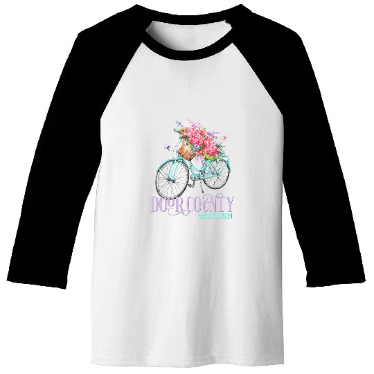 Door County Wisconsin vintages Bike Summer Floral Baseball Tees