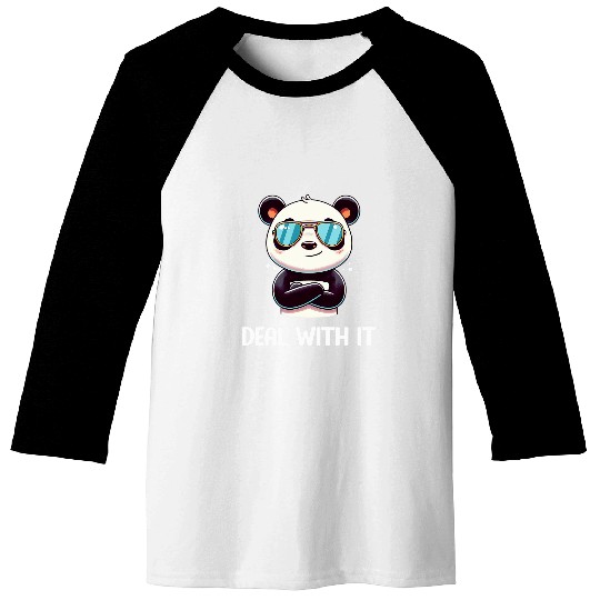 Panda Pet Cute Chibi Panda Deal With It Kids Boys Girls 1 Baseball Tees