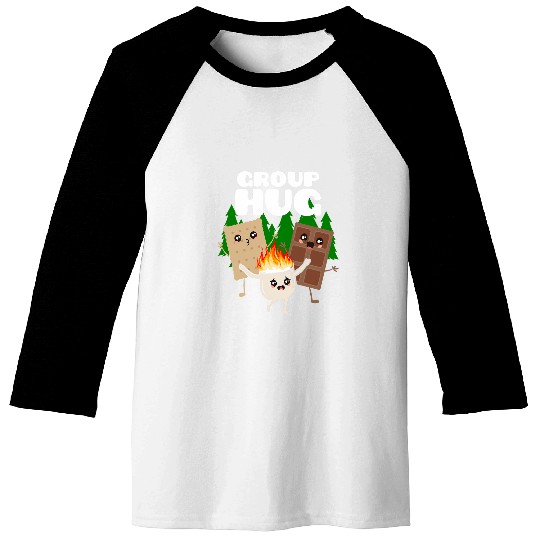 Group Hug Smores Marshmallow Chocolate Funny Camping Gift Baseball Tees
