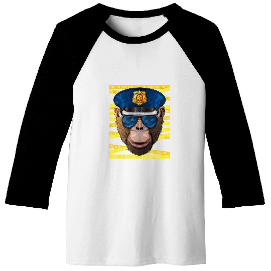 Police Job Chimpanzee Police Officer Policeman Funny Police Monkey Baseball Tees