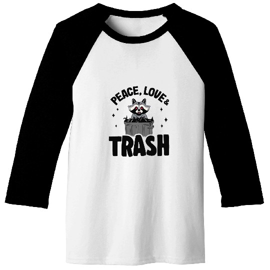 Raccoon Pet Peace Love Trash Funny Raccoon Baseball Tees