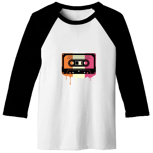Retro 80s Cassette Neapolitan Ice Cream Melting Cassette Baseball Tees