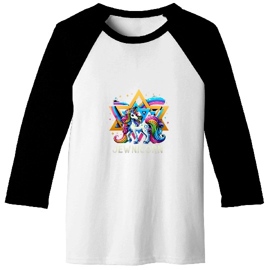 Jewnicorn Israel Unicorns Magen David Funny Jewish Baseball Tees