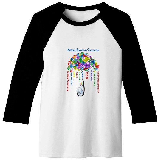 Elephant Pet Autism Spectrum Disorder Floral Elephant Baseball Tees