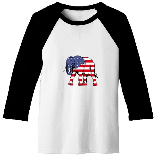 Elephant Pet Republican Elephant American Flag GOP Baseball Tees