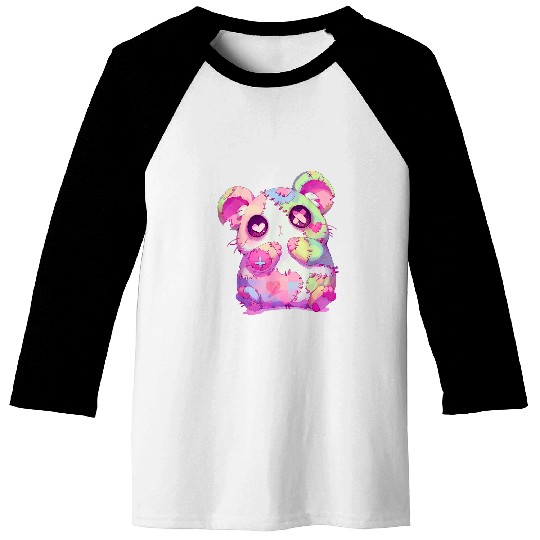Hamster Pet Kawaii Pastel Goth Creepy Cute Zombie Patchwork Hamster 1 Baseball Tees