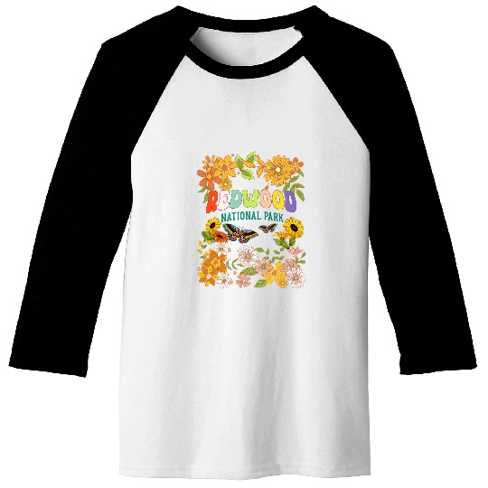 Redwood National Park californias Wildflower Butterfly Lover Baseball Tees