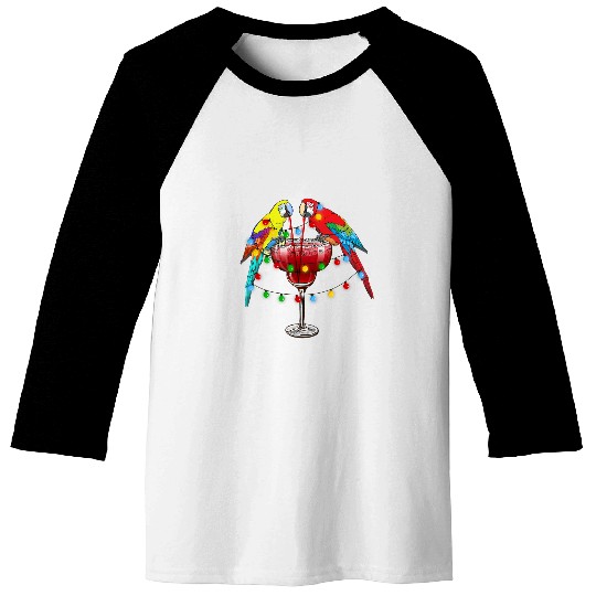 Wines Fun Christmas In July Parrots Drinking Cocktail Mixed Drinks Baseball Tees