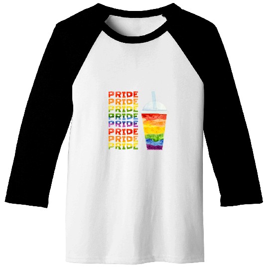 Coffee Fun LGBTQ Pride Rainbow Flag Iced Coffee Drink Cup Baseball Tees