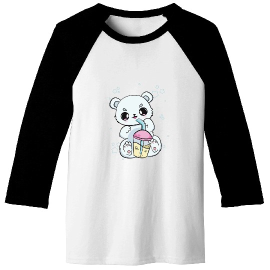 Bear Pet Polar Bear Drinking Bubble Tea Design For Boba Lover Baseball Tees