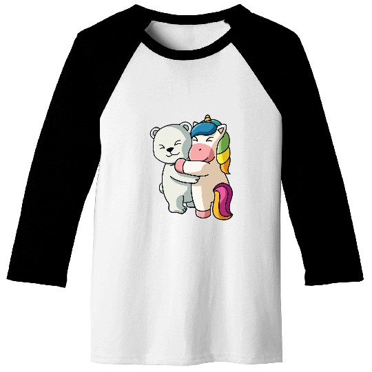 Bear Pet Polar Bear and Unicorns Cute Animal Lover Hugging Women Girls Baseball Tees