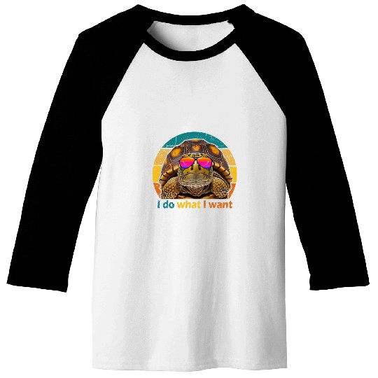 Turtle Pet Funny Retro 70s 80s Box Turtle i do what i want Turtle men Baseball Tees