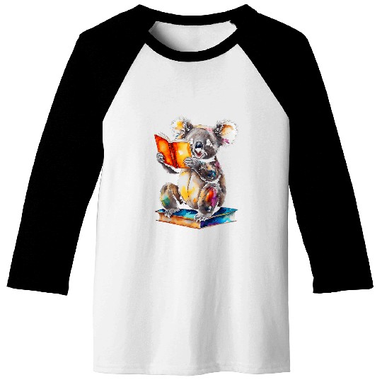 Koala Pet Bear Reading Book Colorful Funny Animal Print Graphic Baseball Tees