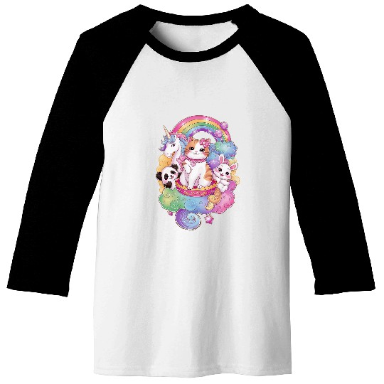Panda Pet Cute Kawaii Cat Unicorns Panda Bunny Rainbow Anime Teen Kids Baseball Tees