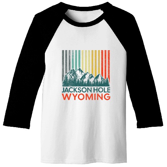 Jackson Hole Wyoming Nature Hiking Outdoors Retro Baseball Tees