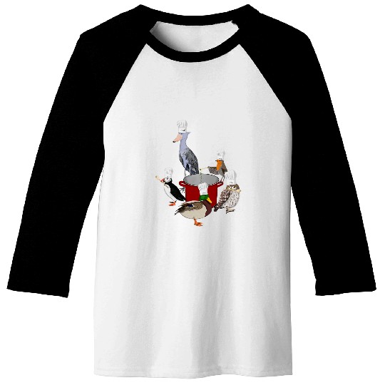 Owl Pet Shoebill Robin Owl Puffin Mallard Kitchen Chef Cooking Birds Baseball Tees