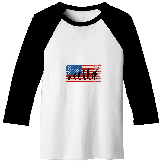 Evolution gymnastics for girls gift american flag patriotic Baseball Tees