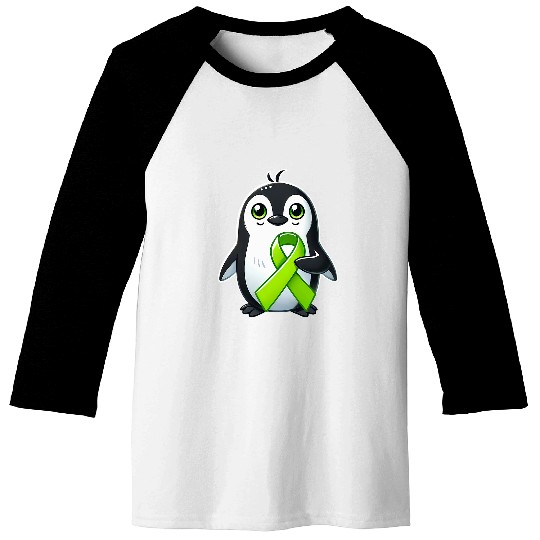 Penguin Pet Lime Green Ribbon Penguin Ribbon Lyme Disease Awareness Baseball Tees