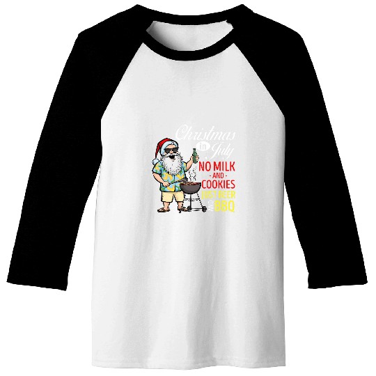 Beer Fun santa in hawaii beer and bbq christmas in july Baseball Tees